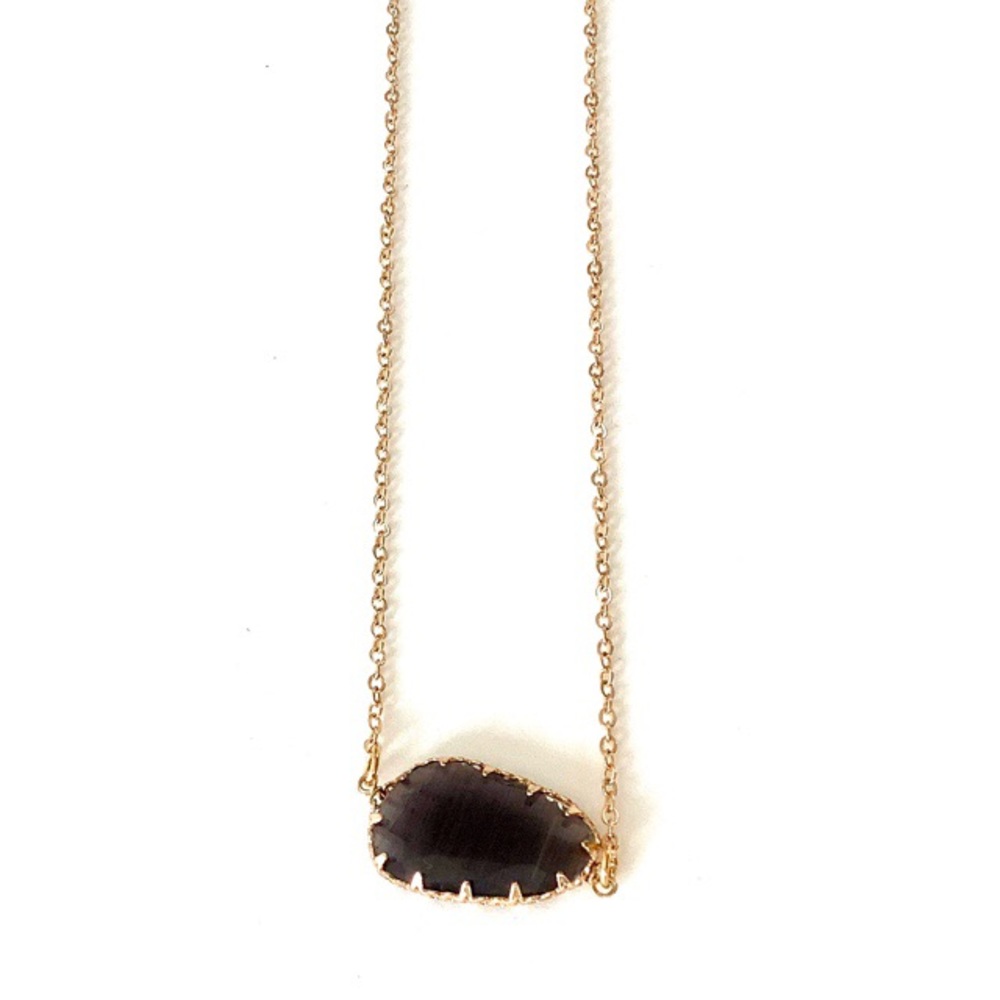 Black and Gold Rough Cut Gem Necklace